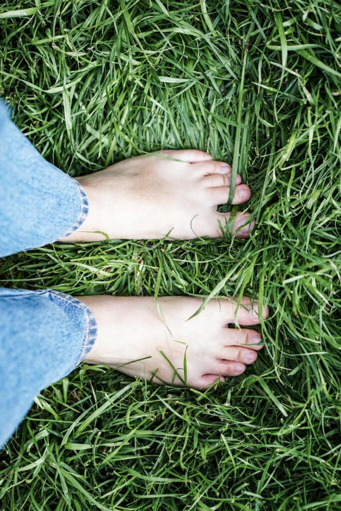 Person standing in ant -free grass